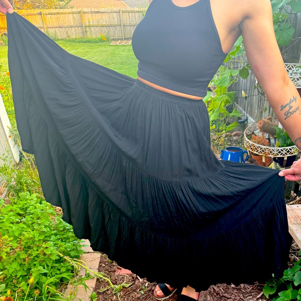 Broomstick Black Skirt by Double D Ranch, Size XS EUC